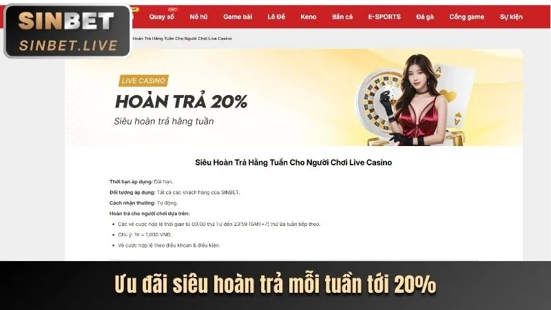 Chương trình hoàn trả hàng tuần/tháng tại vn188